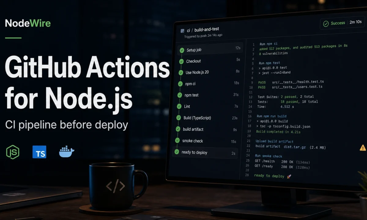 GitHub Actions for Node.js CI pipeline before deploy