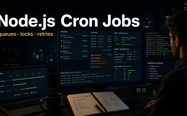 Node.js cron jobs with queues locks and retries