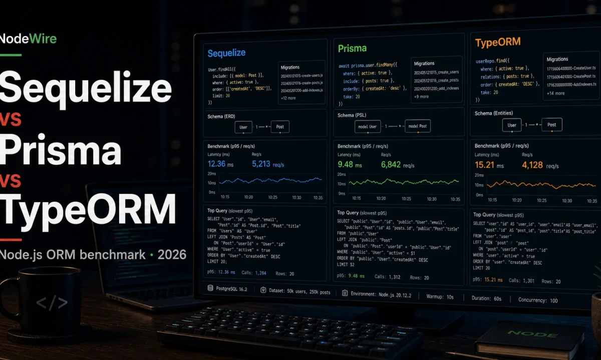 Sequelize vs Prisma vs TypeORM Node.js ORM benchmark