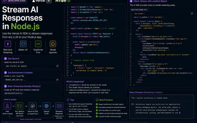 Stream AI responses in Node.js with the Vercel AI SDK
